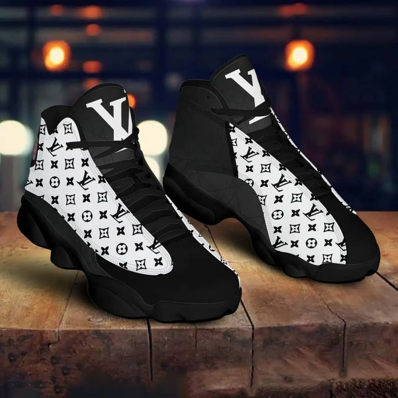 Louis Vuitton LV Black White Air Jordan 13 Sneaker Shoes - LIMITED EDITION
