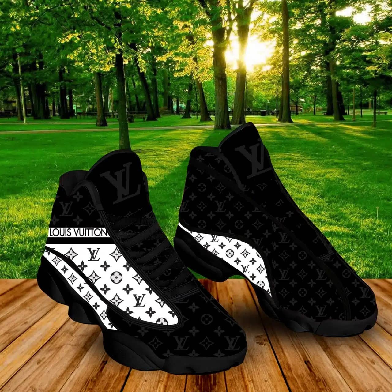 Louis Vuitton LV Black White Air Jordan 13 Sneaker Shoes - LIMITED