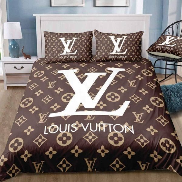 Louis Vuitton Smokey Blue Monogram Comforter Bed Set